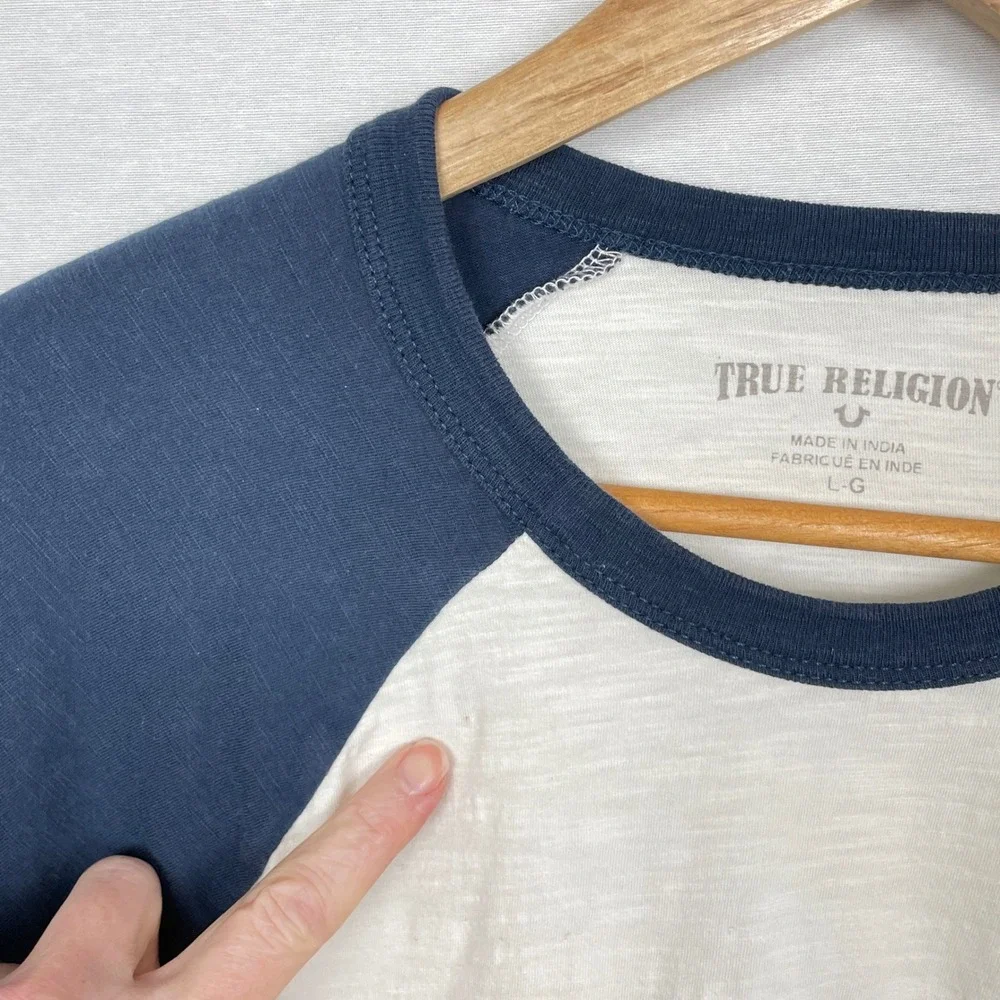 True Religion Y2K Snake Embroidered Graphic T Shirt Men L Streetwear Grunge Logo